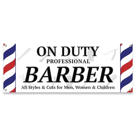 Signmission On Duty Professional Barber Banner Concession Stand Food Truck Single Sided B-30122